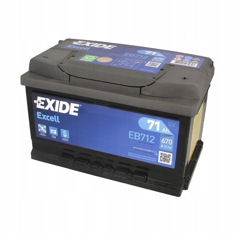 Аккумулятор Exide Excell EB712 12V 71Ah 670A R+