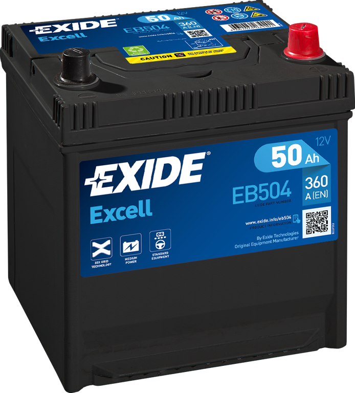 Аккумулятор Exide Excell EB504 12V 50Ah 360A R+