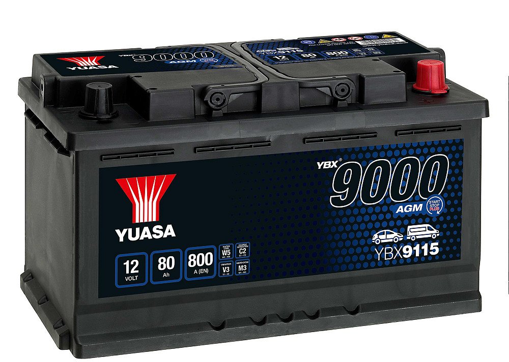 Аккумулятор Yuasa AGM Start-Stop Plus YBX9115 12V 80Ah 800A R+